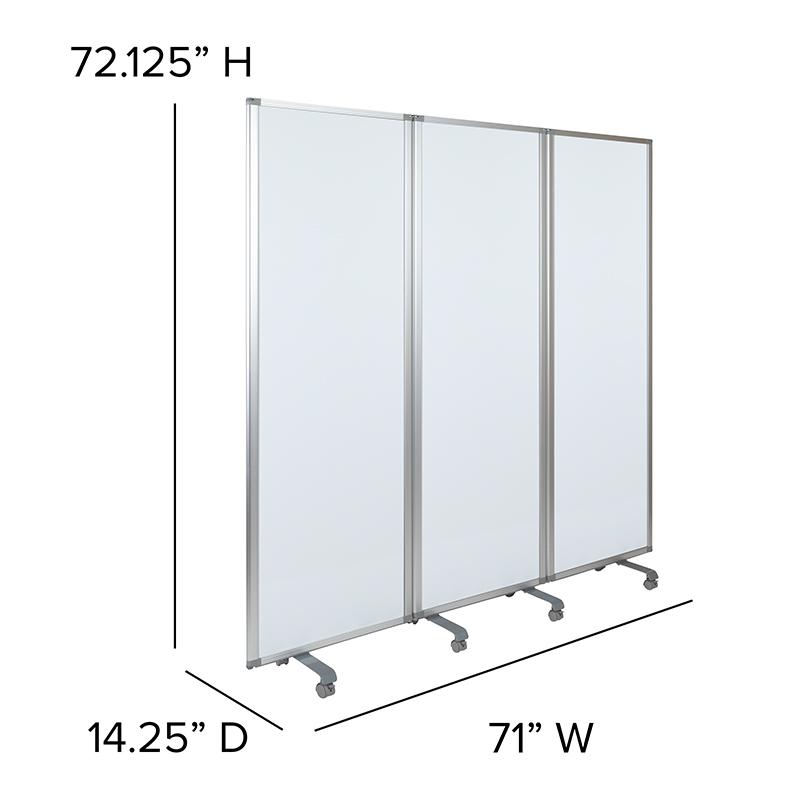Mobile Magnetic Whiteboard Partition with Lockable Casters, 72"H x 24"W. Picture 5