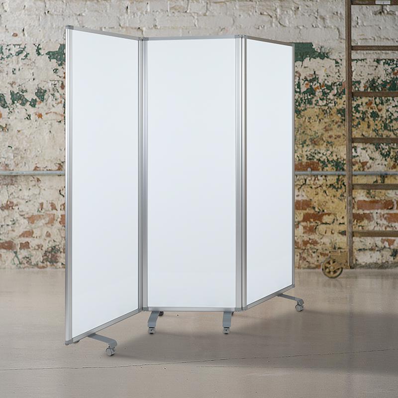 Mobile Magnetic Whiteboard Partition with Lockable Casters, 72"H x 24"W. Picture 1