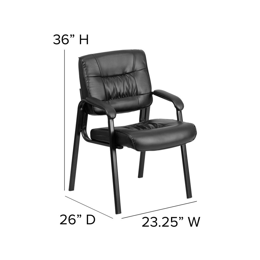 Black LeatherSoft Executive Side Reception Chair with Titanium Gray Powder Coated Frame. Picture 2