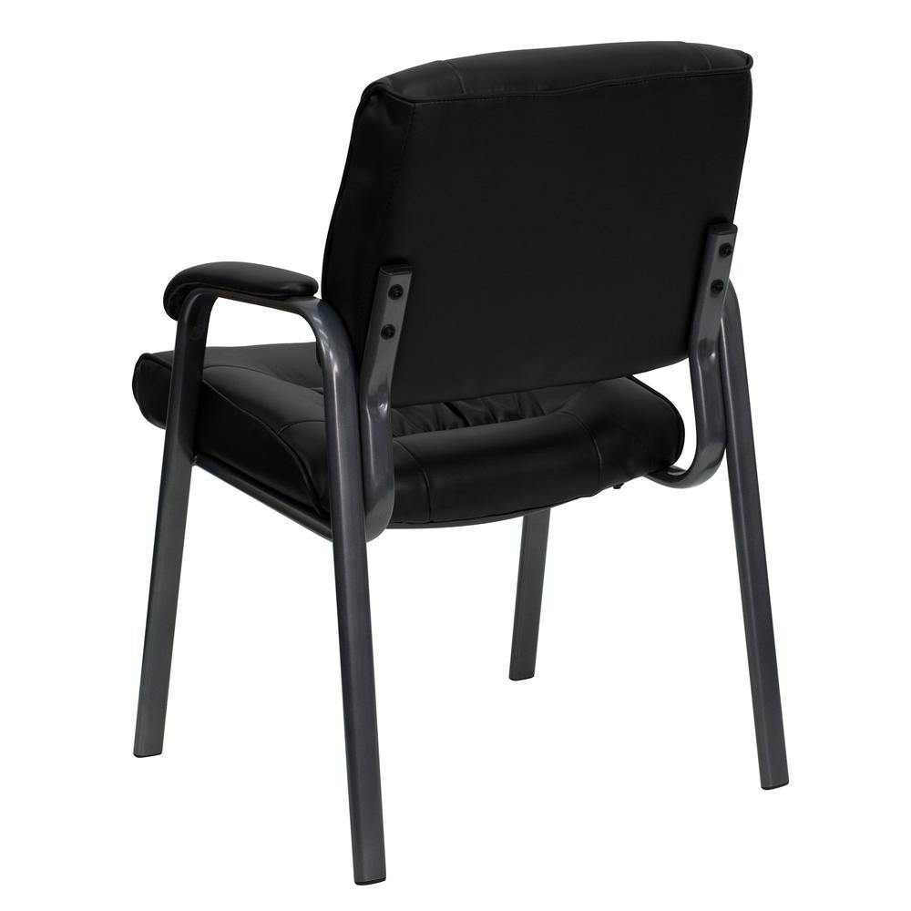 Black Executive Side Reception Chair with Titanium Gray Powder Coated Frame. Picture 2