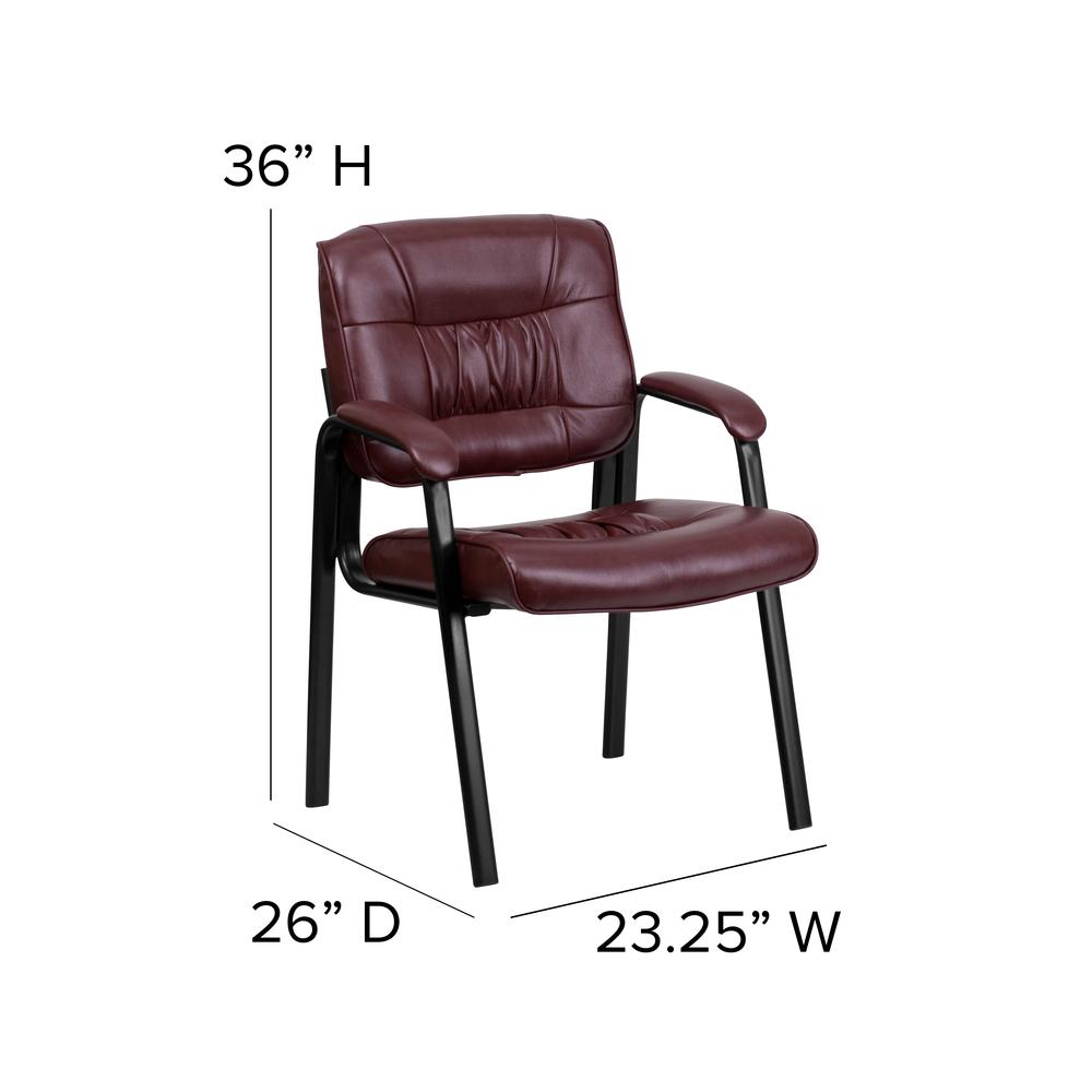 Burgundy LeatherSoft Executive Side Reception Chair with Black Metal Frame. Picture 2