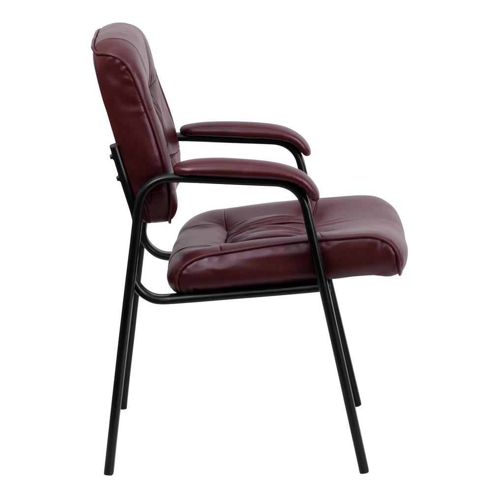 Burgundy LeatherSoft Executive Side Reception Chair with Black Metal Frame. Picture 3