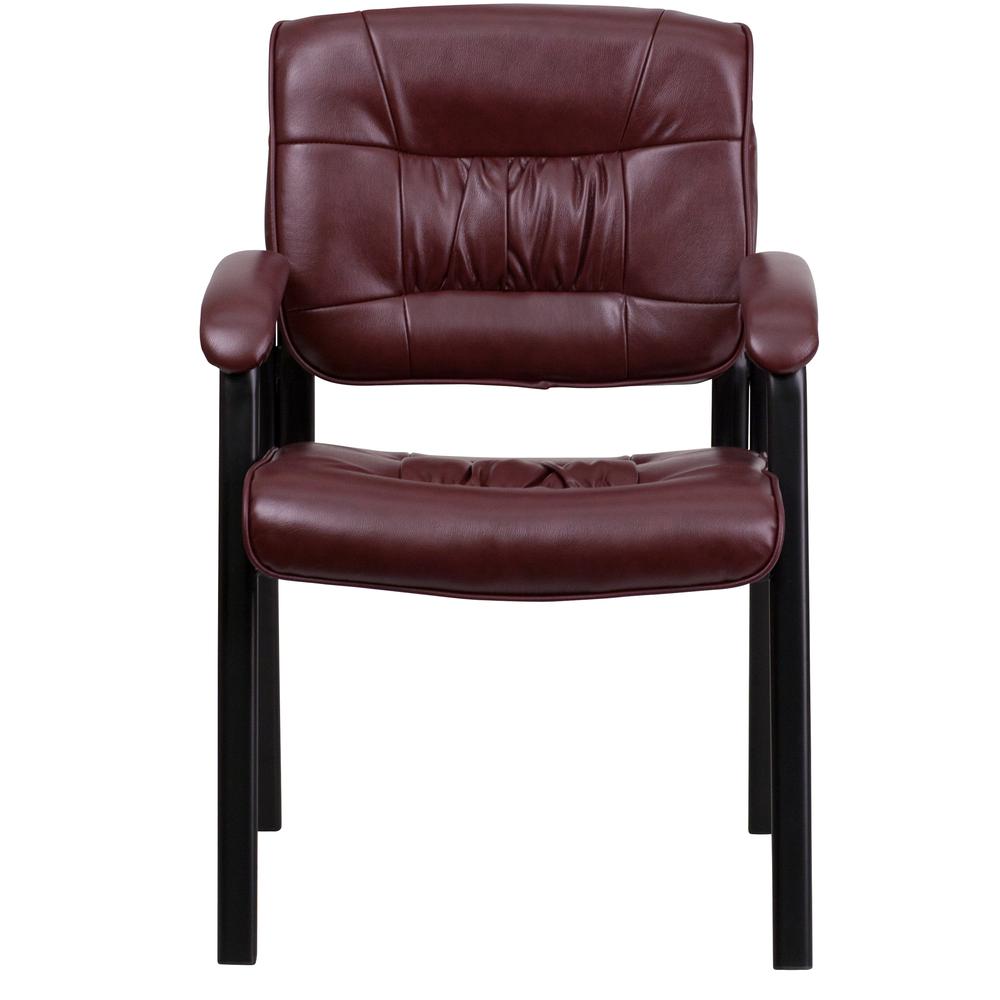 Burgundy LeatherSoft Executive Side Reception Chair with Black Metal Frame. Picture 5