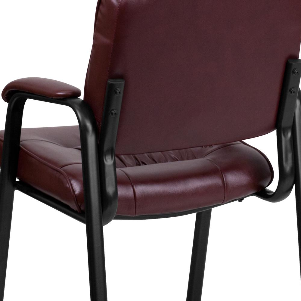 Burgundy LeatherSoft Executive Side Reception Chair with Black Metal Frame. Picture 8