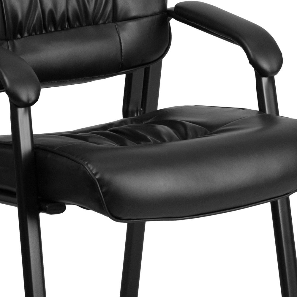 Black LeatherSoft Executive Side Reception Chair with Black Metal Frame. Picture 7