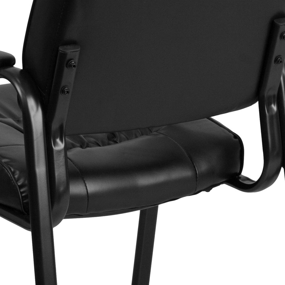 Black LeatherSoft Executive Side Reception Chair with Black Metal Frame. Picture 8