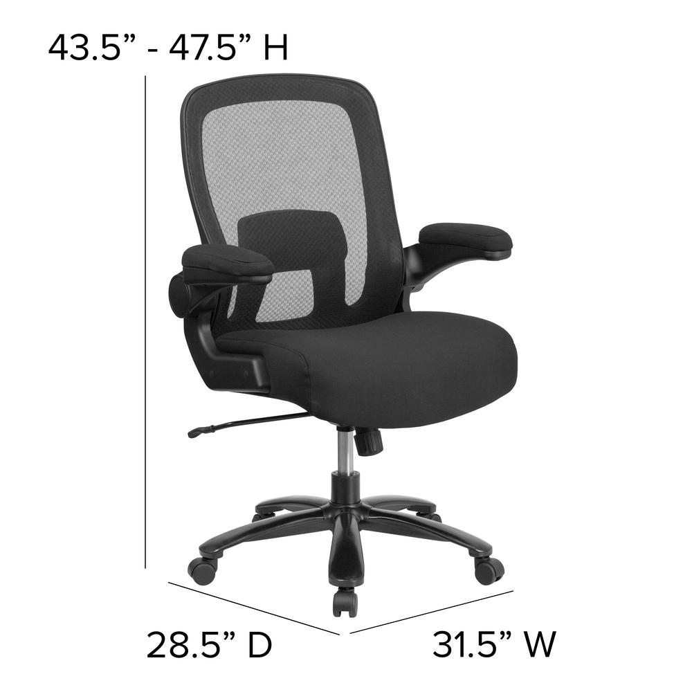 Big & Tall 500 lb. Rated Black Mesh/Fabric Executive Ergonomic Office Chair with Adjustable Lumbar. Picture 2