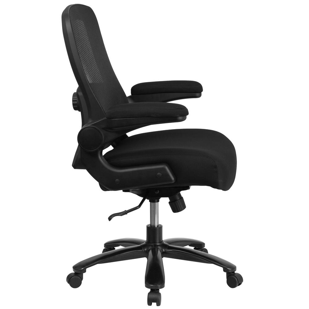 Big & Tall 500 lb. Rated Black Mesh/Fabric Executive Ergonomic Office Chair with Adjustable Lumbar. Picture 3