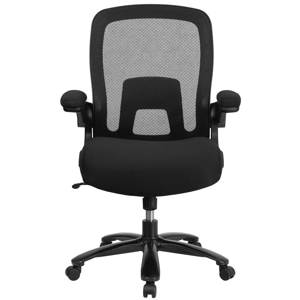 Big & Tall 500 lb. Rated Black Mesh/Fabric Executive Ergonomic Office Chair with Adjustable Lumbar. Picture 5