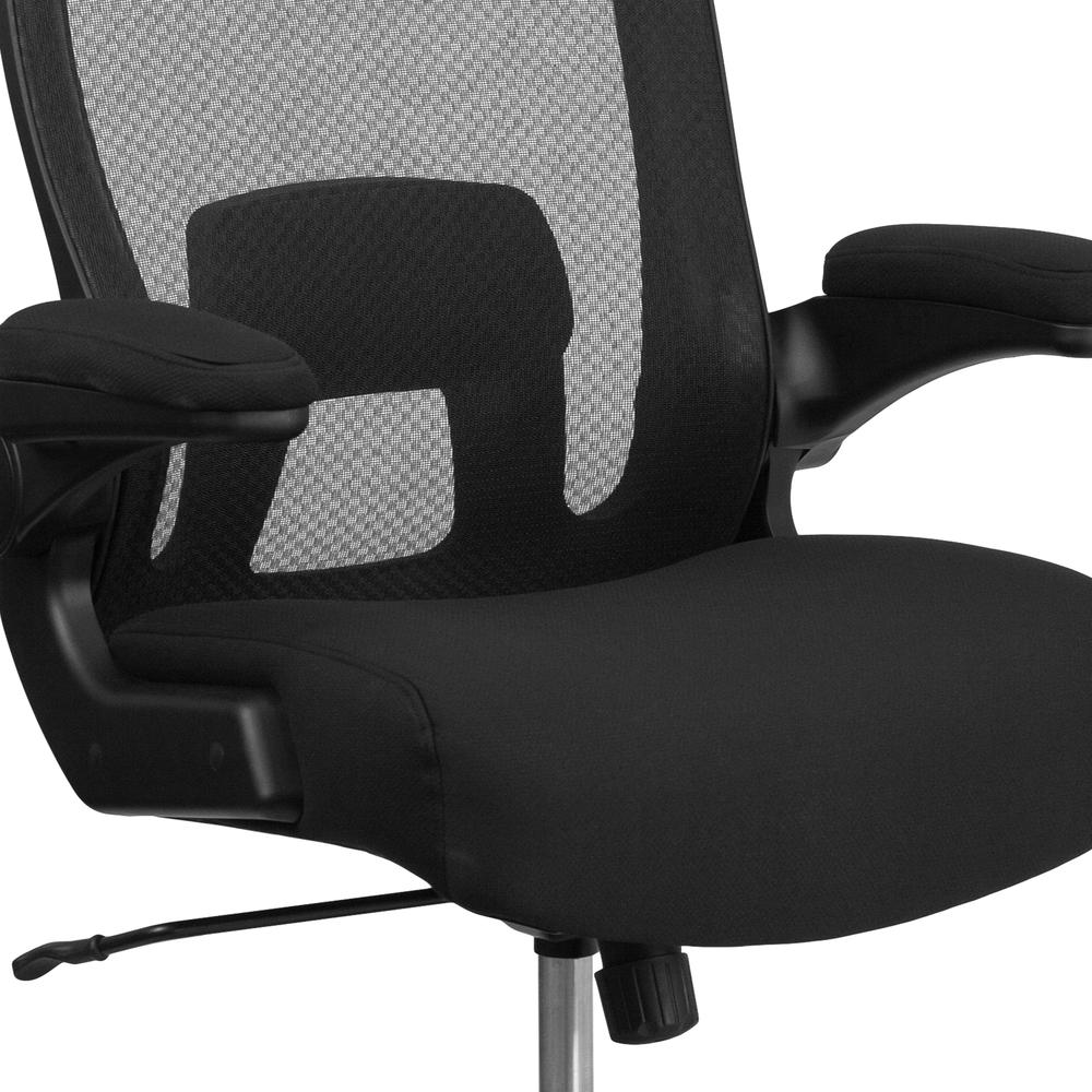 Big & Tall 500 lb. Rated Black Mesh/Fabric Executive Ergonomic Office Chair with Adjustable Lumbar. Picture 7