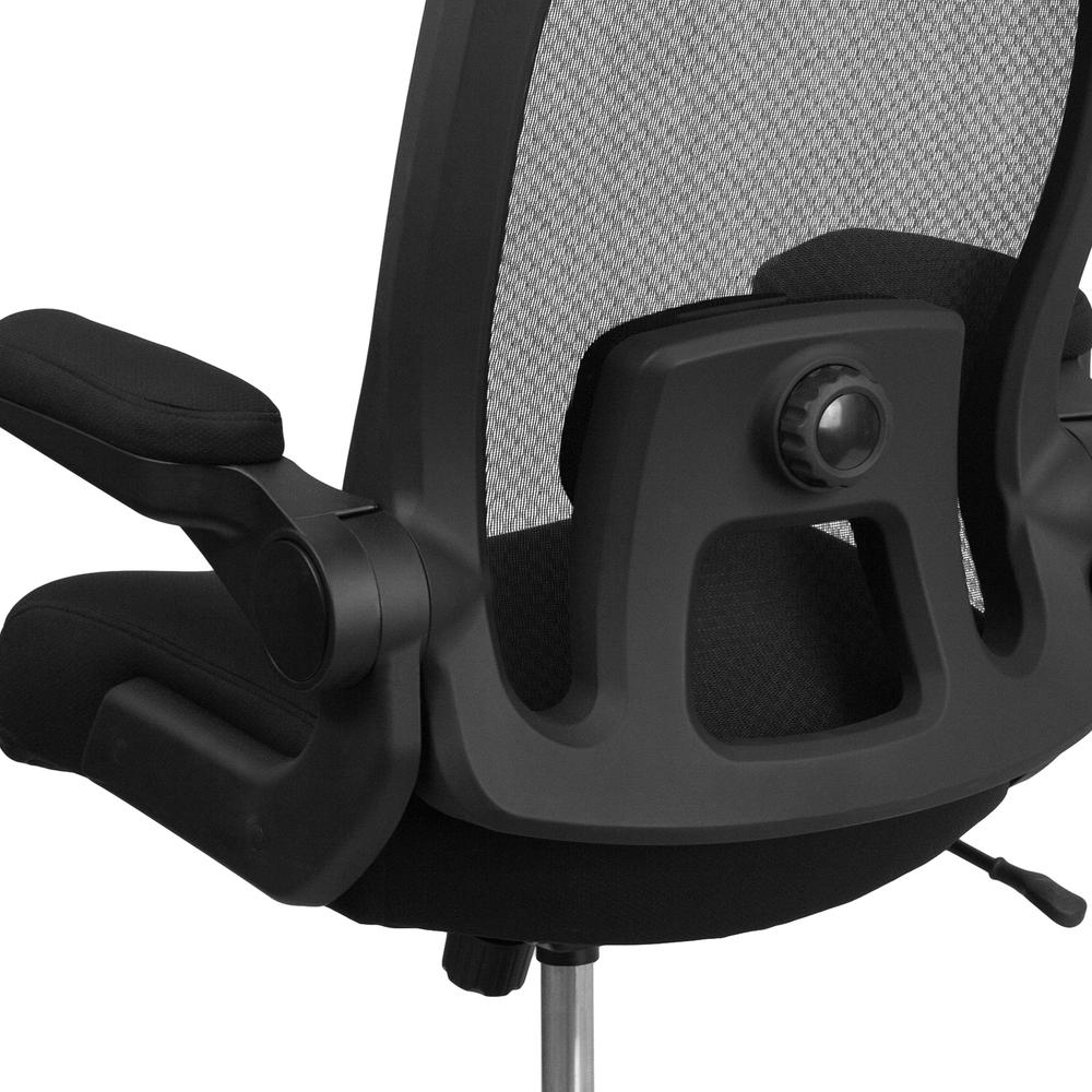 Big & Tall 500 lb. Rated Black Mesh/Fabric Executive Ergonomic Office Chair with Adjustable Lumbar. Picture 8