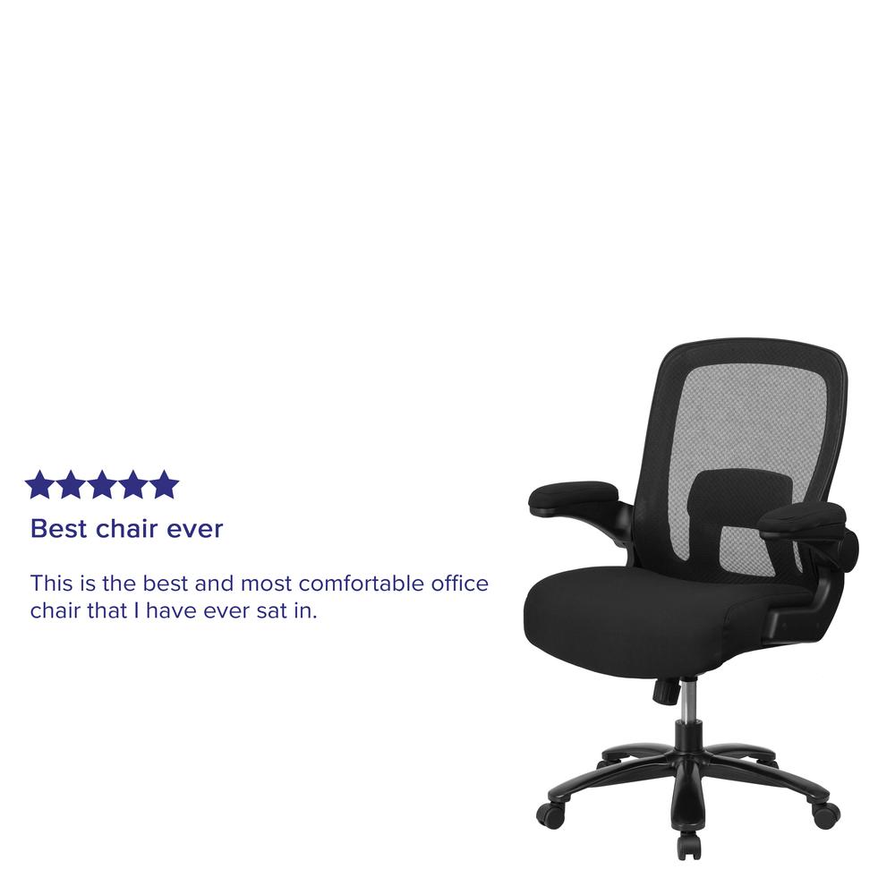 Big & Tall 500 lb. Rated Black Mesh/Fabric Executive Ergonomic Office Chair with Adjustable Lumbar. Picture 10