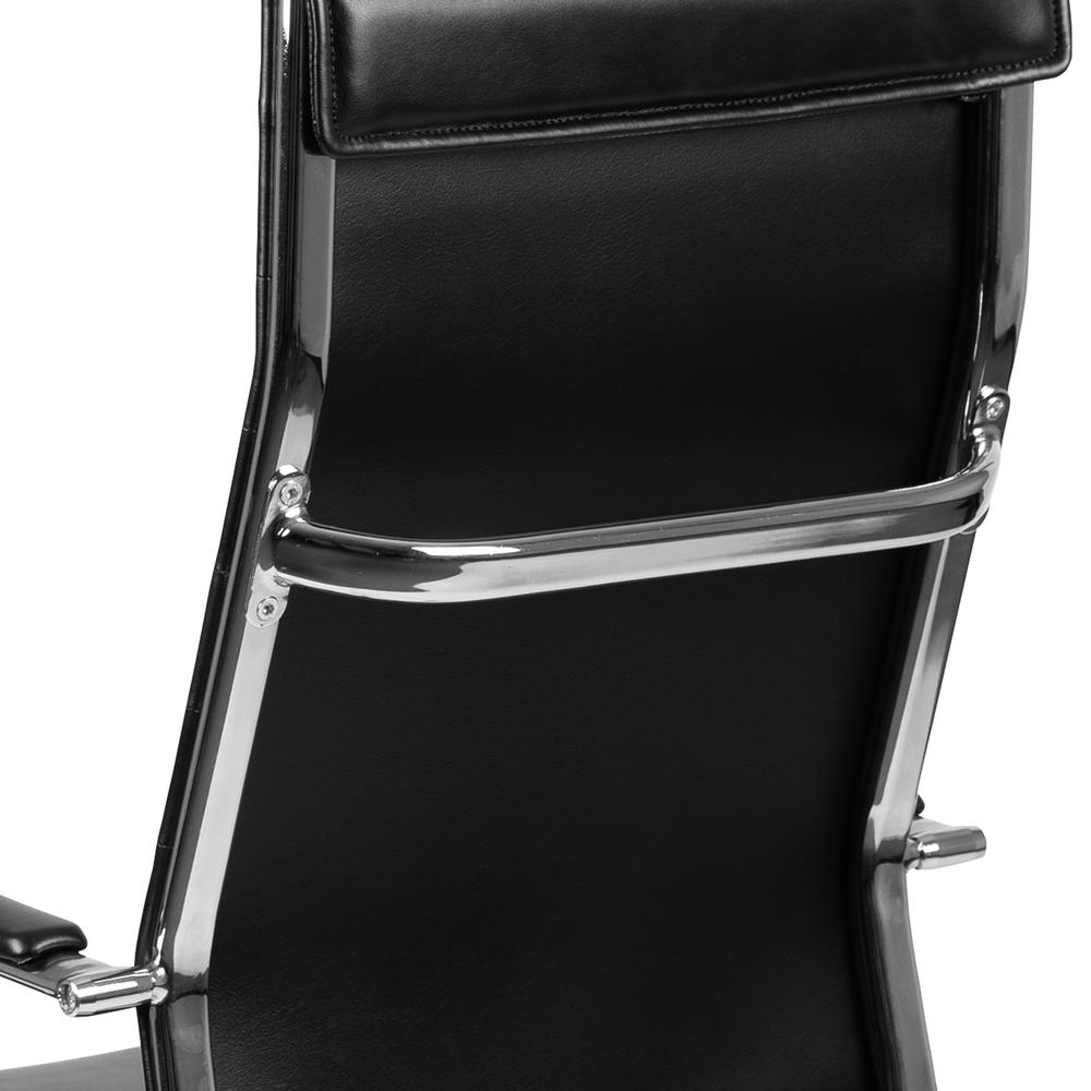 High Back Black LeatherSoft Contemporary Ribbed Executive Swivel Office Chair. Picture 8