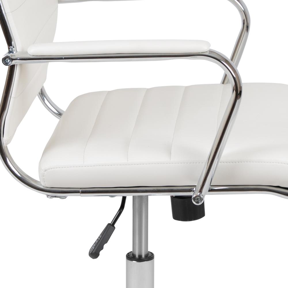 High Back White LeatherSoft Contemporary Ribbed Executive Swivel Office Chair. Picture 7