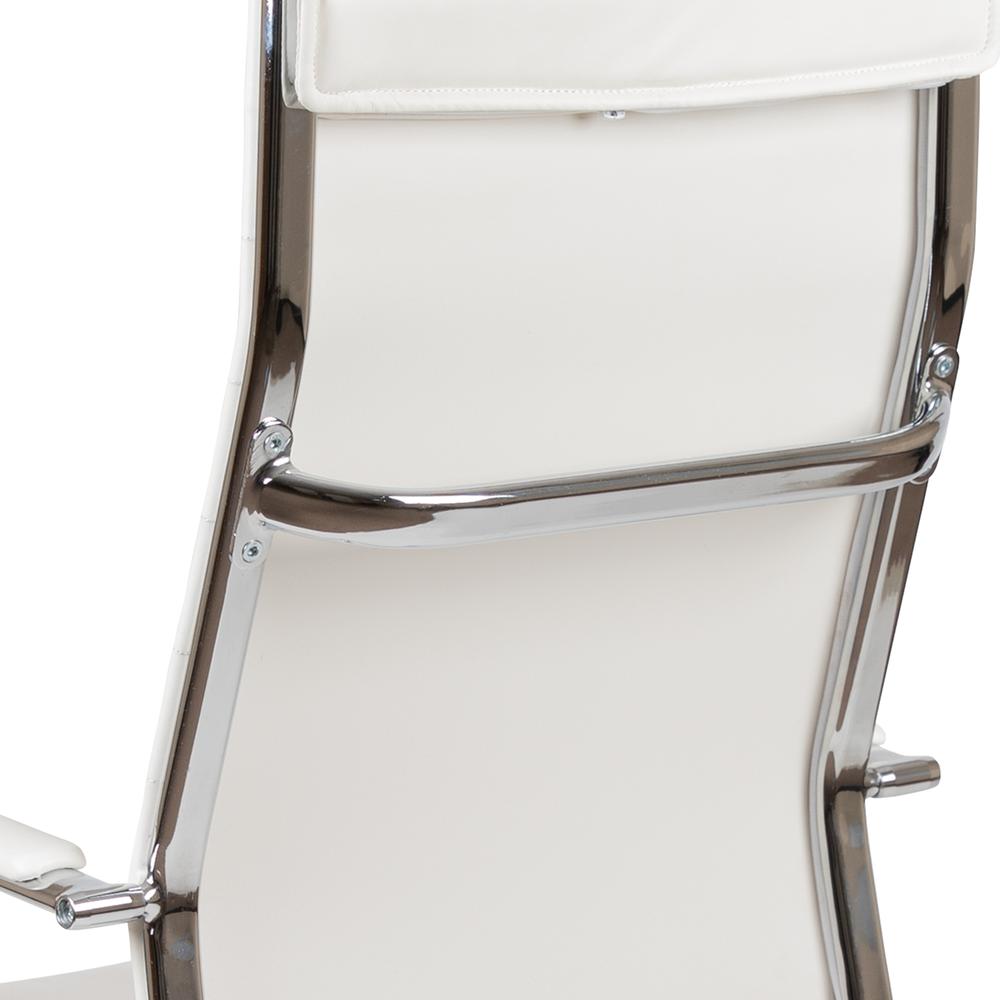 High Back White LeatherSoft Contemporary Ribbed Executive Swivel Office Chair. Picture 8