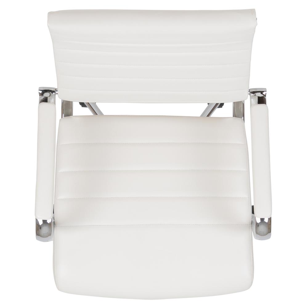 High Back White LeatherSoft Contemporary Ribbed Executive Swivel Office Chair. Picture 9