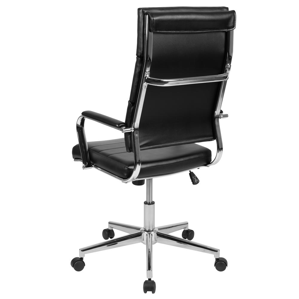 High Back Black LeatherSoft Contemporary Panel Executive Swivel Office Chair. Picture 4