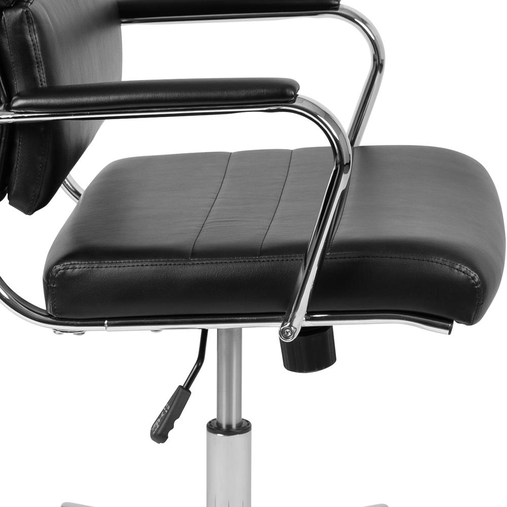 High Back Black LeatherSoft Contemporary Panel Executive Swivel Office Chair. Picture 7