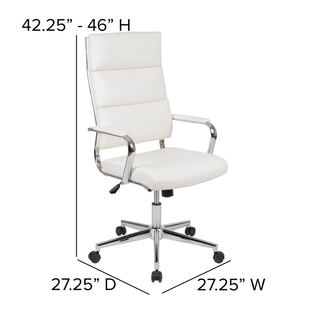 High Back White LeatherSoft Contemporary Panel Executive Swivel Office Chair. Picture 2