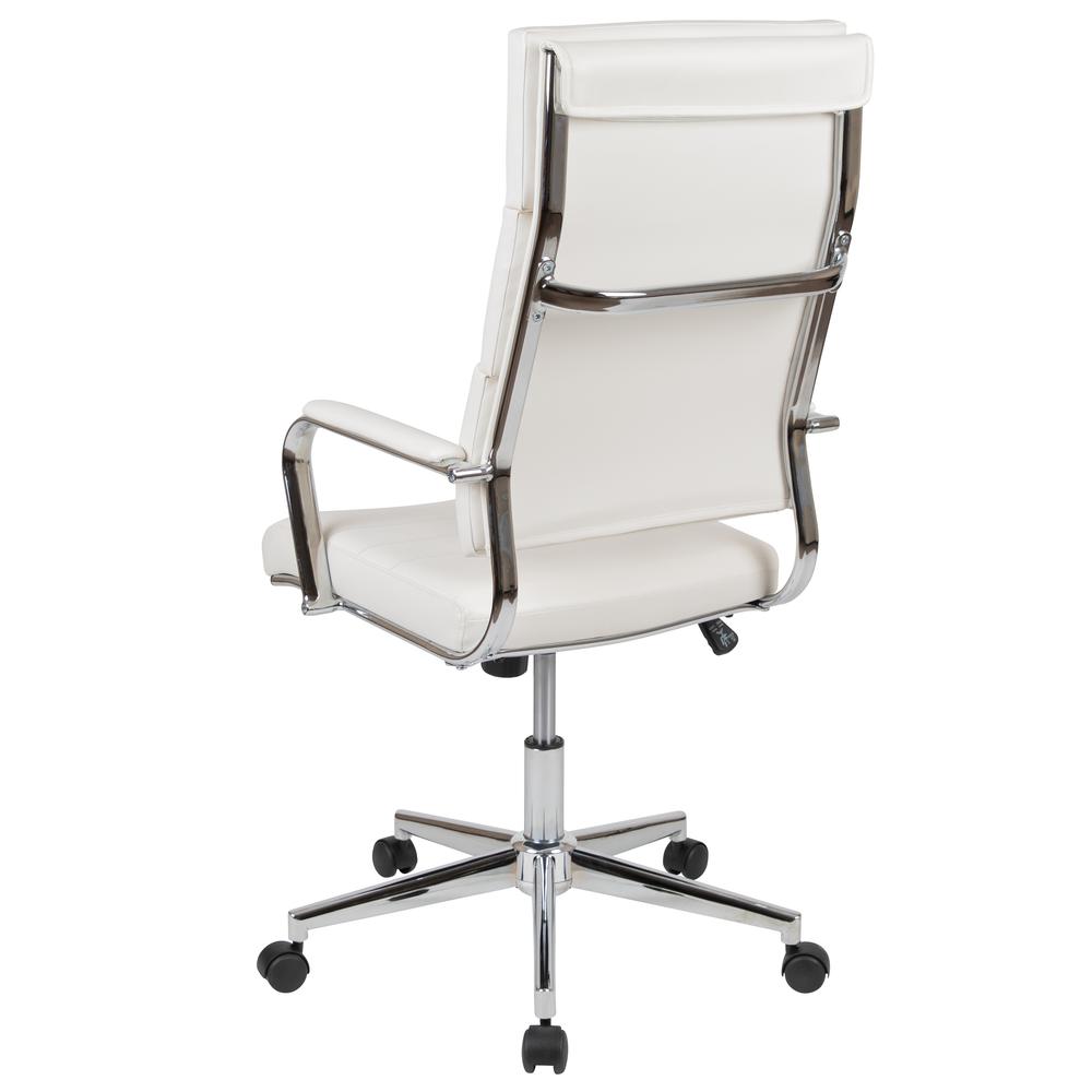 High Back White LeatherSoft Contemporary Panel Executive Swivel Office Chair. Picture 4