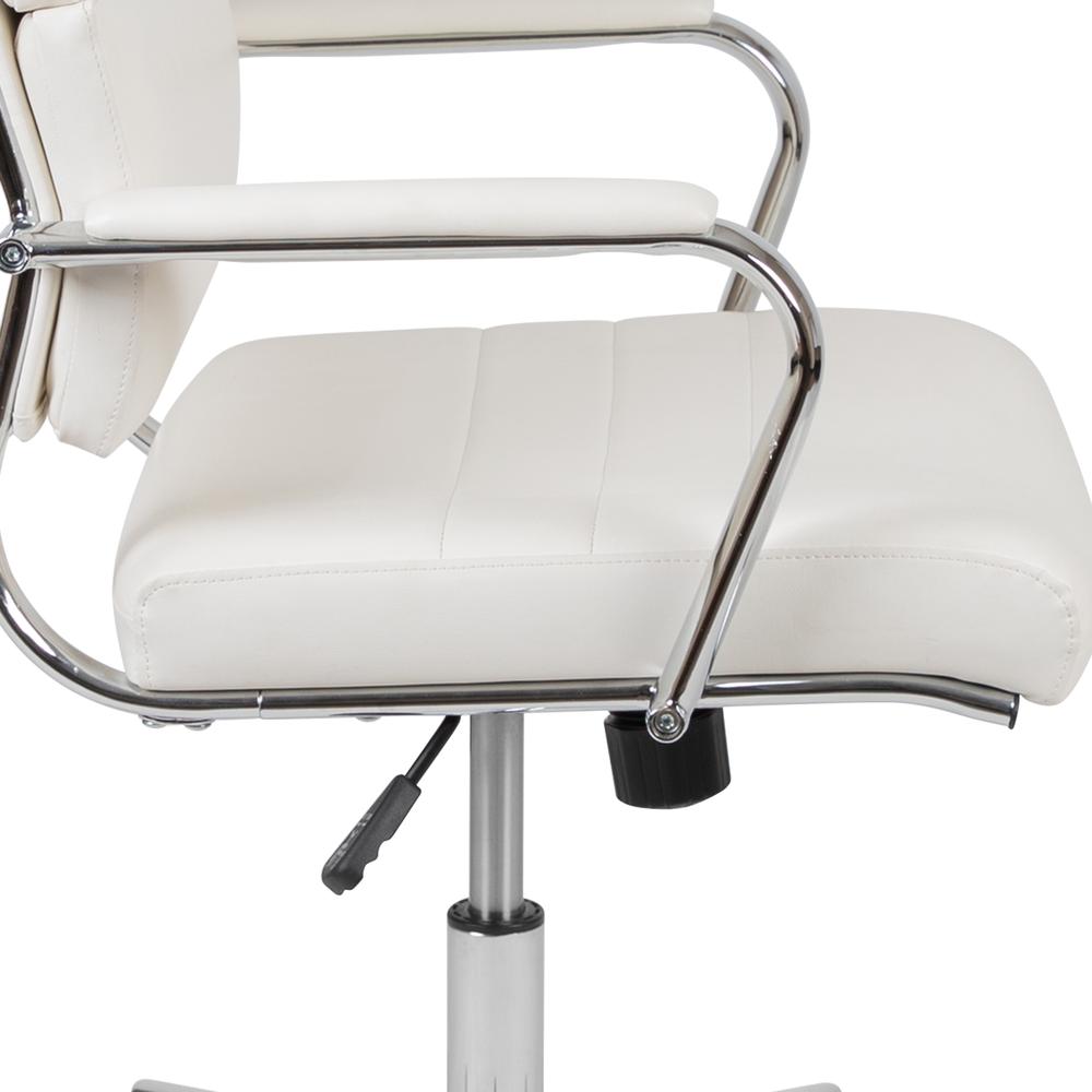 High Back White LeatherSoft Contemporary Panel Executive Swivel Office Chair. Picture 7