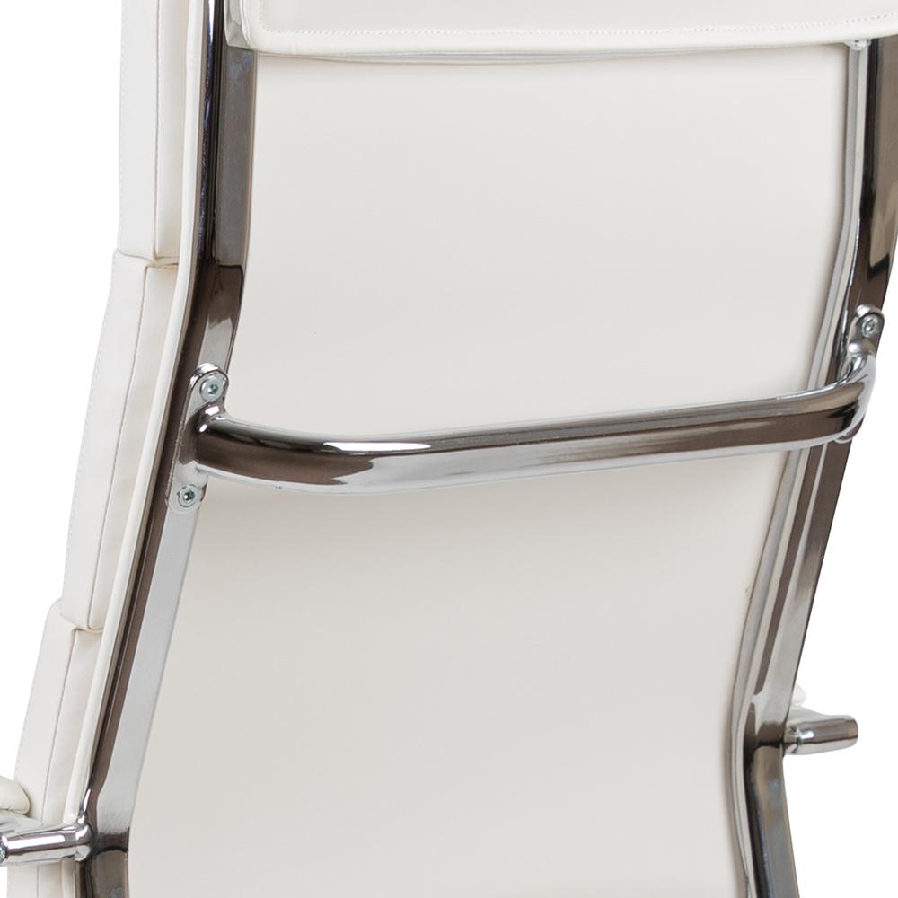 High Back White LeatherSoft Contemporary Panel Executive Swivel Office Chair. Picture 8