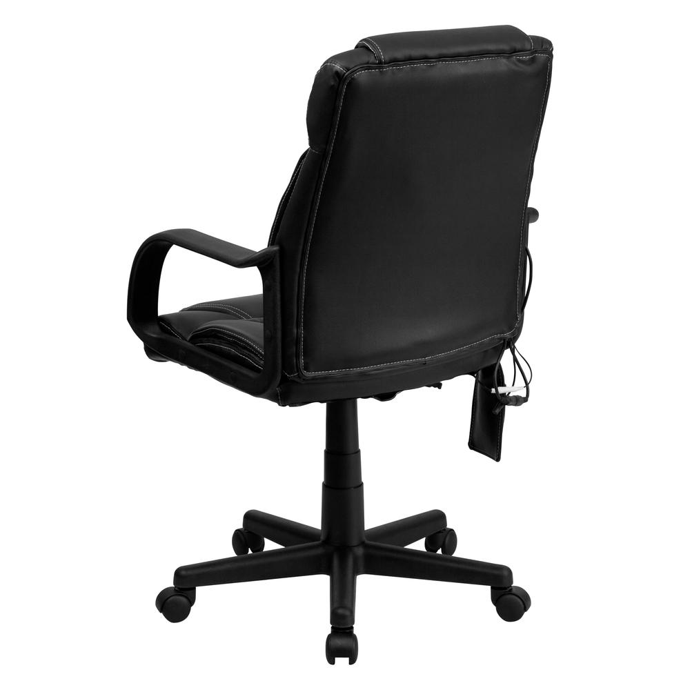 Mid-Back Ergonomic Massaging Black LeatherSoft Executive Swivel Office Chair with Arms. Picture 4