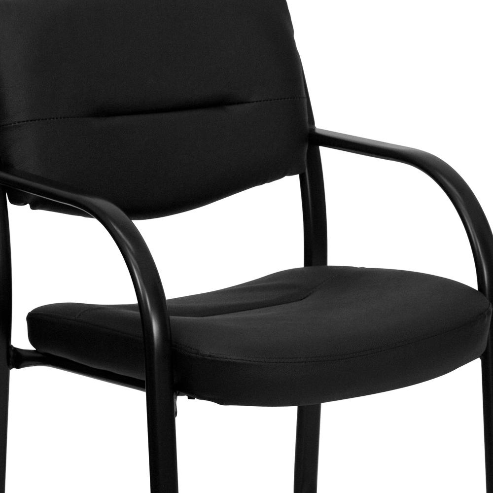 Black LeatherSoft Executive Side Reception Chair with Sled Base. Picture 6