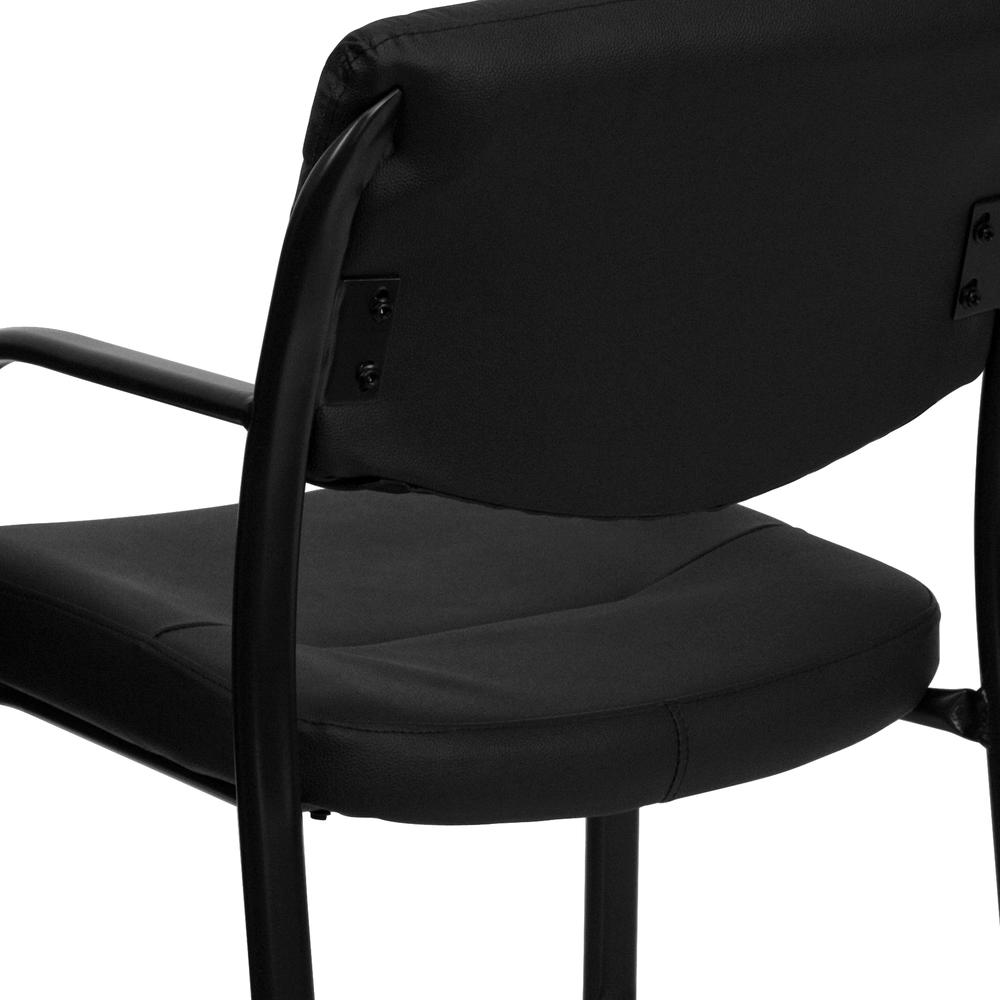 Black LeatherSoft Executive Side Reception Chair with Sled Base. Picture 7