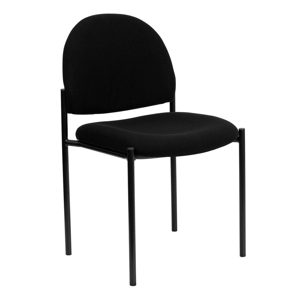 Comfort Black Fabric Stackable Steel Side Reception Chair. Picture 1