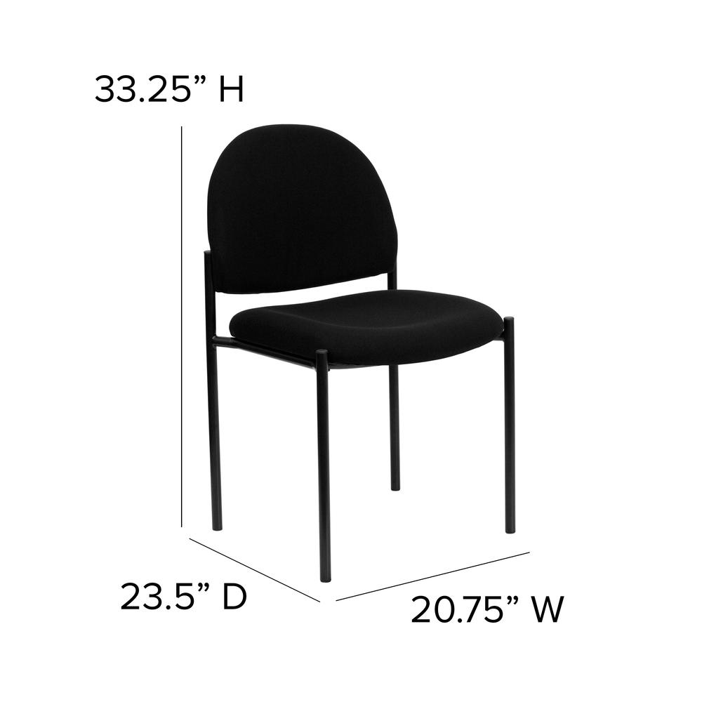 Comfort Black Fabric Stackable Steel Side Reception Chair. Picture 2