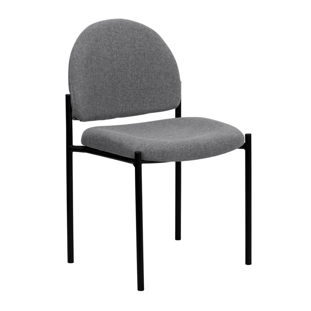 Comfort Gray Fabric Stackable Steel Side Reception Chair. Picture 1