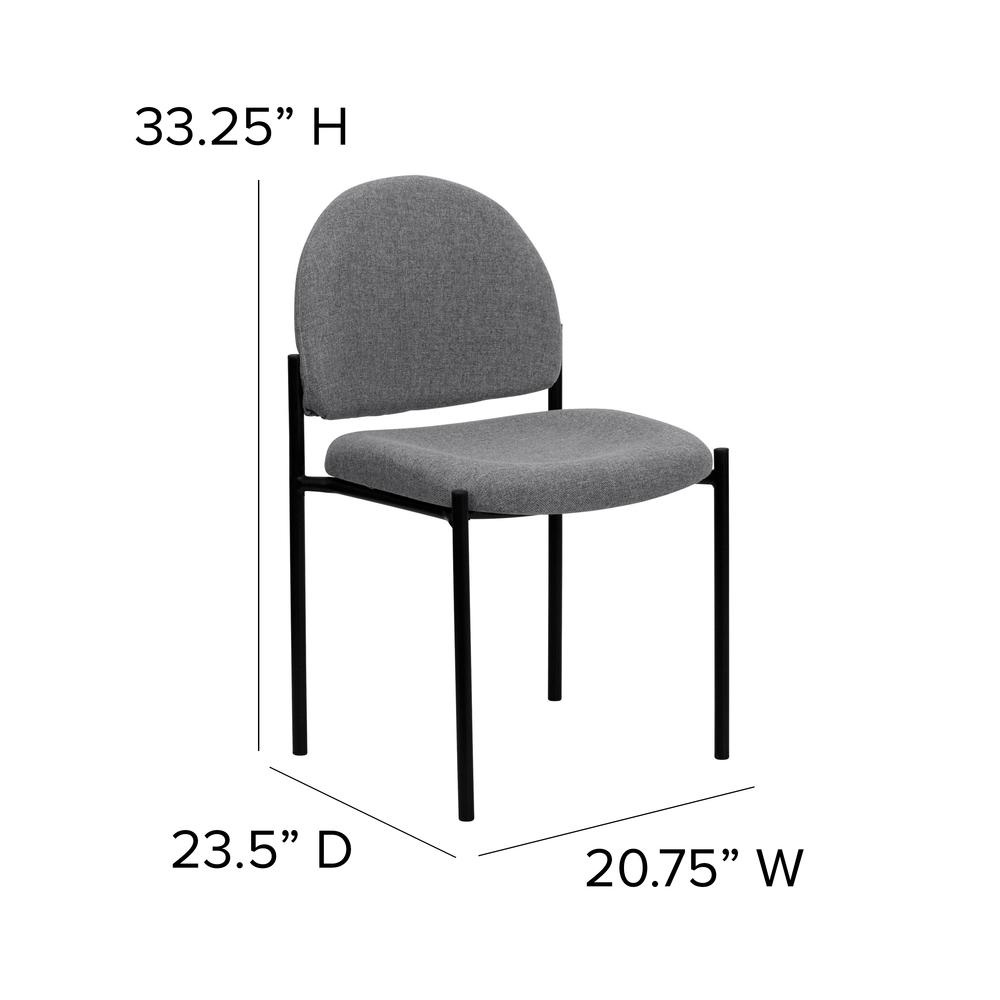 Comfort Gray Fabric Stackable Steel Side Reception Chair. Picture 2