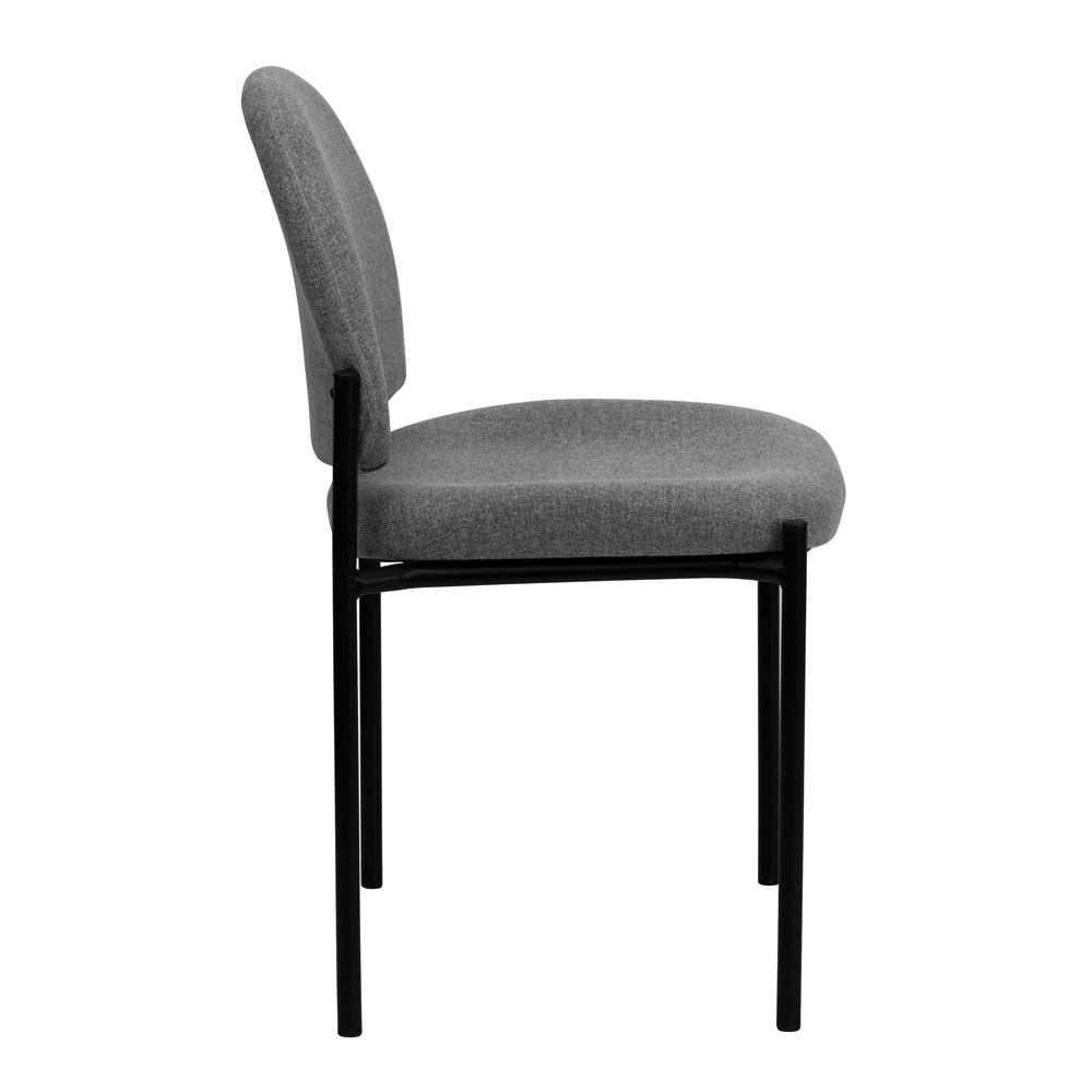 Comfort Gray Fabric Stackable Steel Side Reception Chair. Picture 3