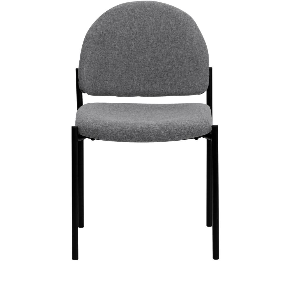 Comfort Gray Fabric Stackable Steel Side Reception Chair. Picture 5
