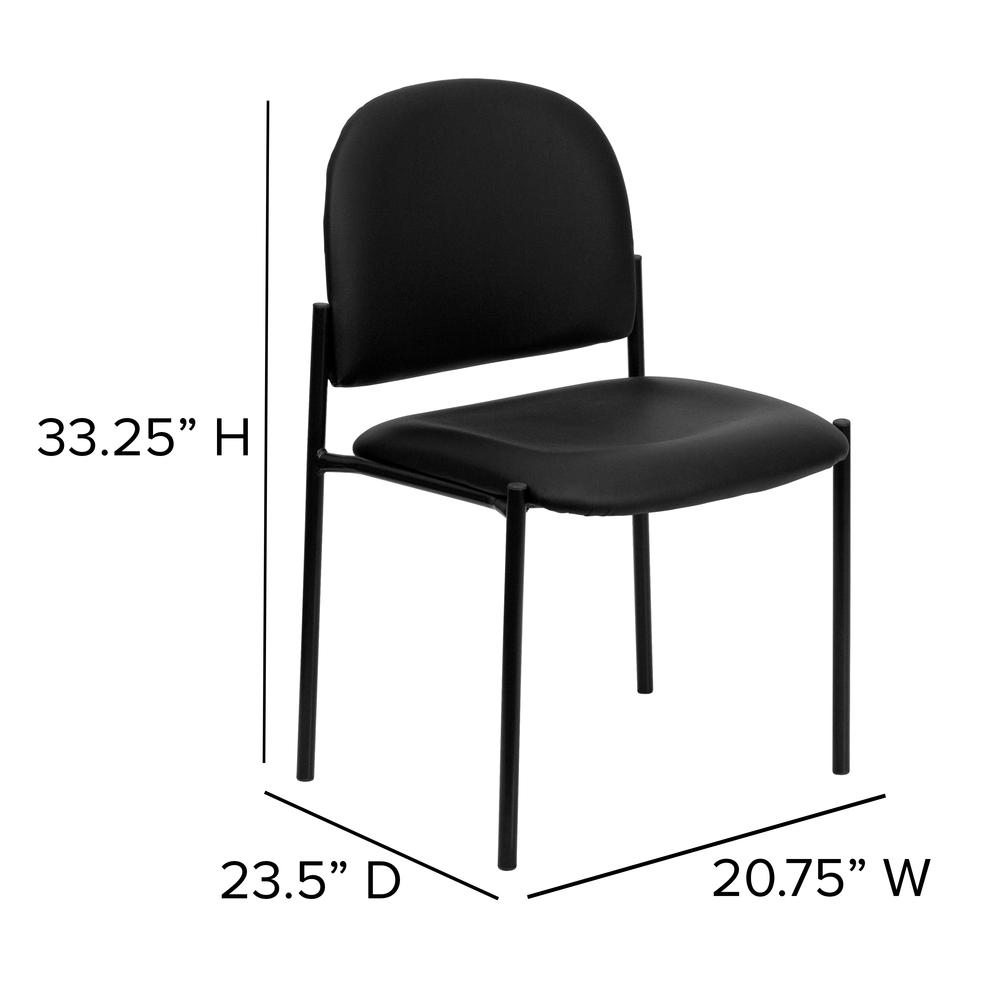 Comfort Black Vinyl Stackable Steel Side Reception Chair. Picture 2