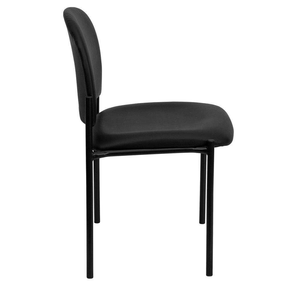 Comfort Black Vinyl Stackable Steel Side Reception Chair. Picture 3