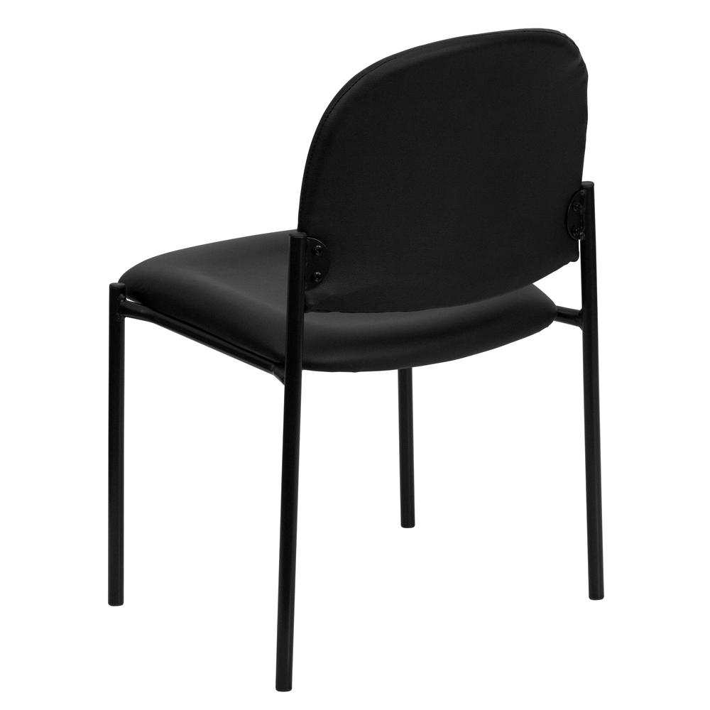 Comfort Black Vinyl Stackable Steel Side Reception Chair. Picture 4