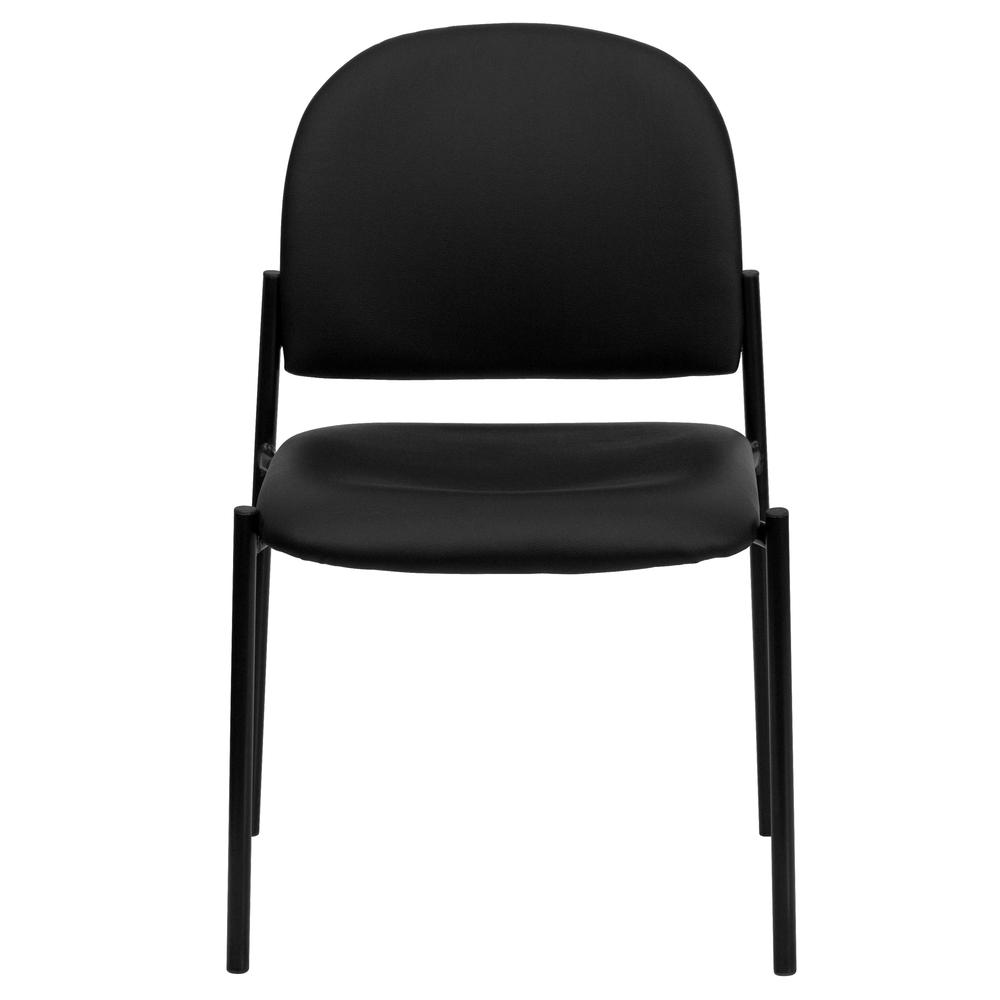 Comfort Black Vinyl Stackable Steel Side Reception Chair. Picture 5