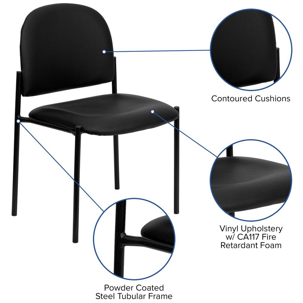 Comfort Black Vinyl Stackable Steel Side Reception Chair. Picture 6