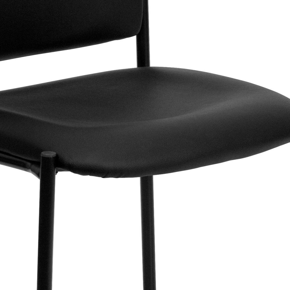 Comfort Black Vinyl Stackable Steel Side Reception Chair. Picture 7