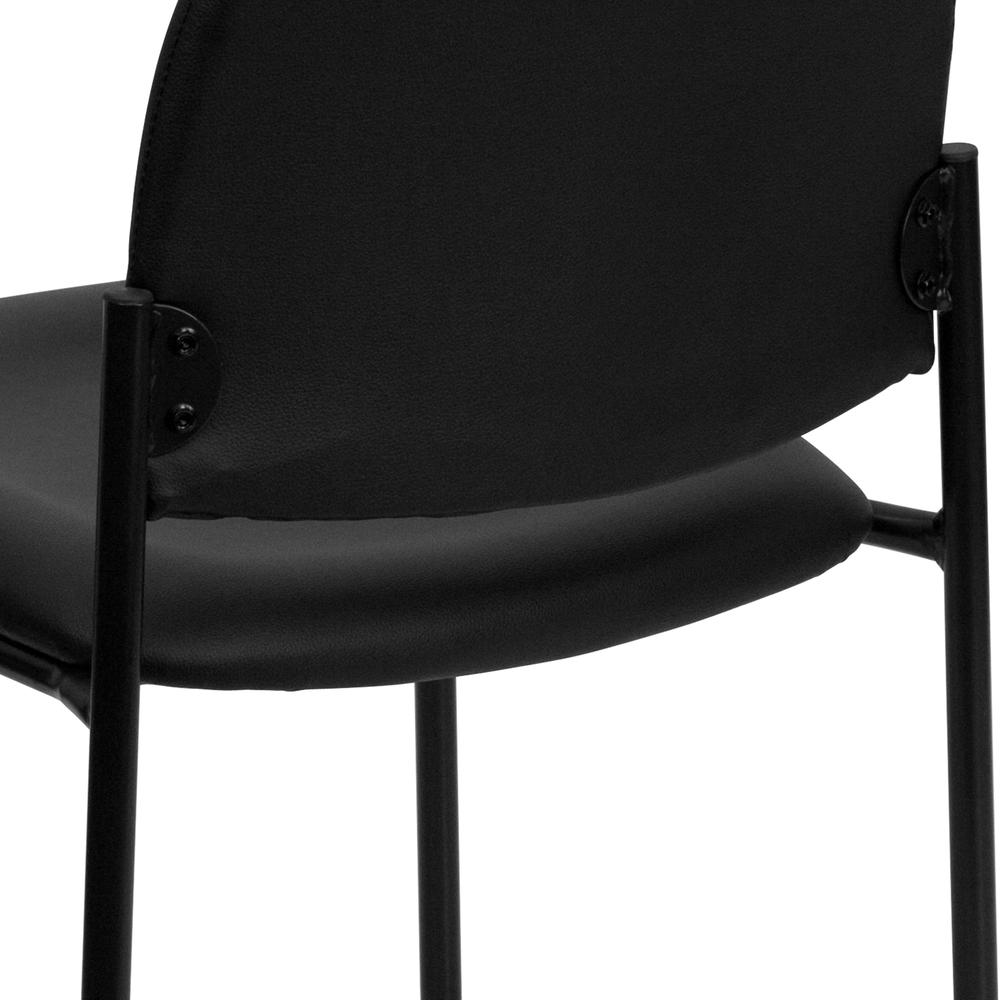 Comfort Black Vinyl Stackable Steel Side Reception Chair. Picture 8