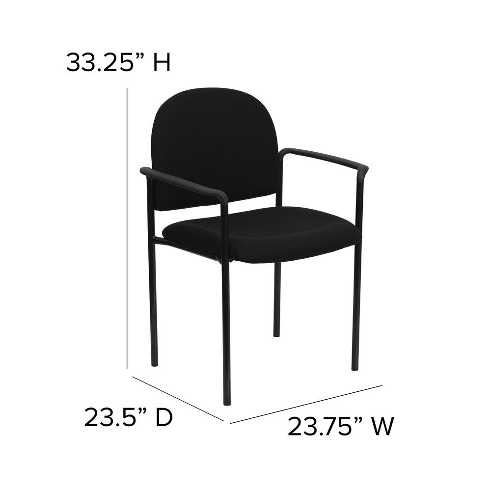 Comfort Black Fabric Stackable Steel Side Reception Chair with Arms. Picture 2
