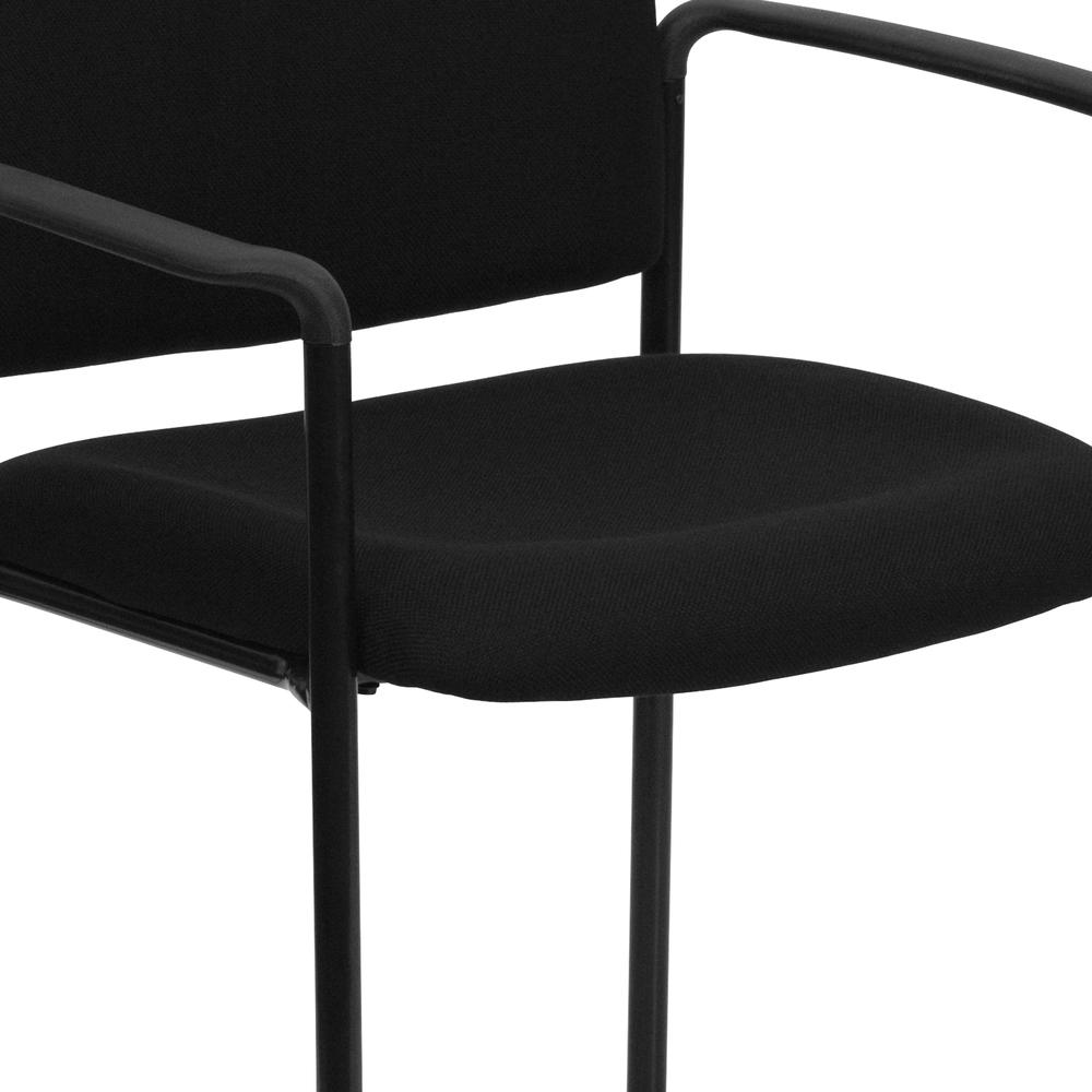 Comfort Black Fabric Stackable Steel Side Reception Chair with Arms. Picture 7