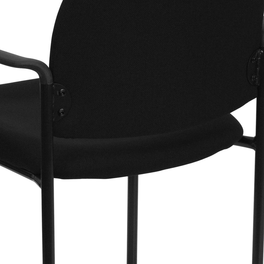 Comfort Black Fabric Stackable Steel Side Reception Chair with Arms. Picture 8