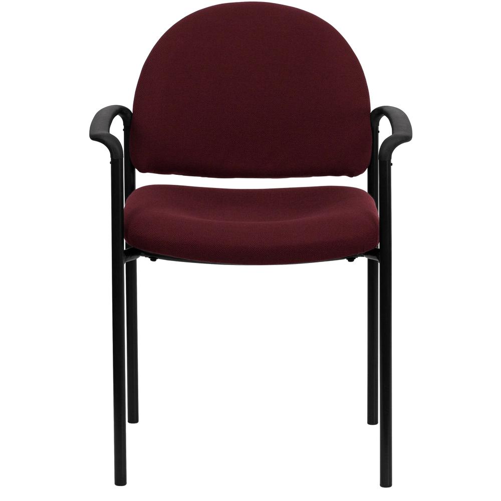 Comfort Burgundy Fabric Stackable Steel Side Reception Chair with Arms. Picture 5