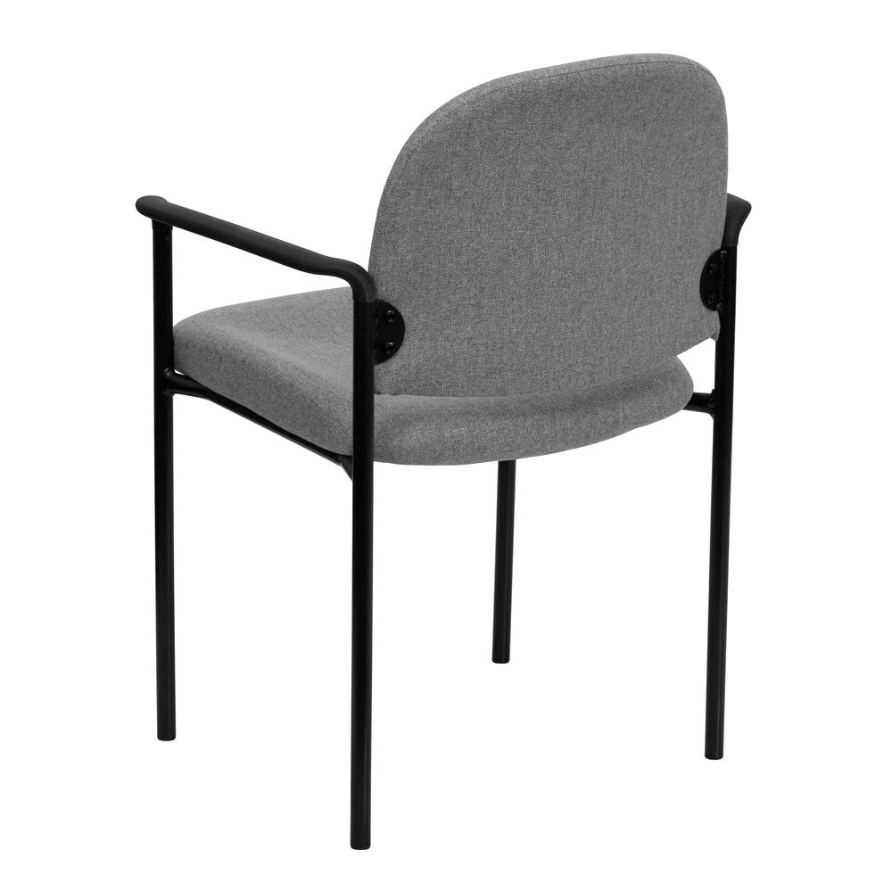 Comfort Gray Fabric Stackable Steel Side Reception Chair with Arms. Picture 4