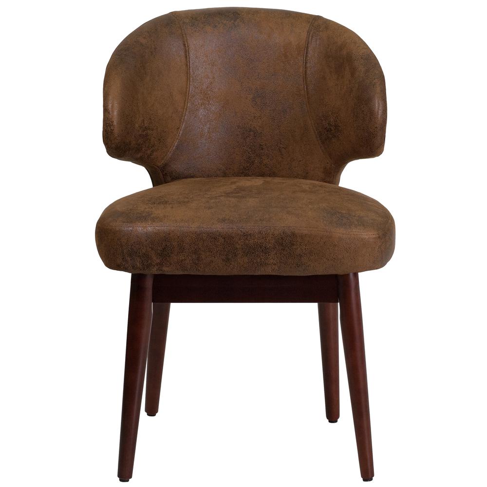 Bomber Jacket Microfiber Side Reception Chair with Walnut Legs. Picture 4