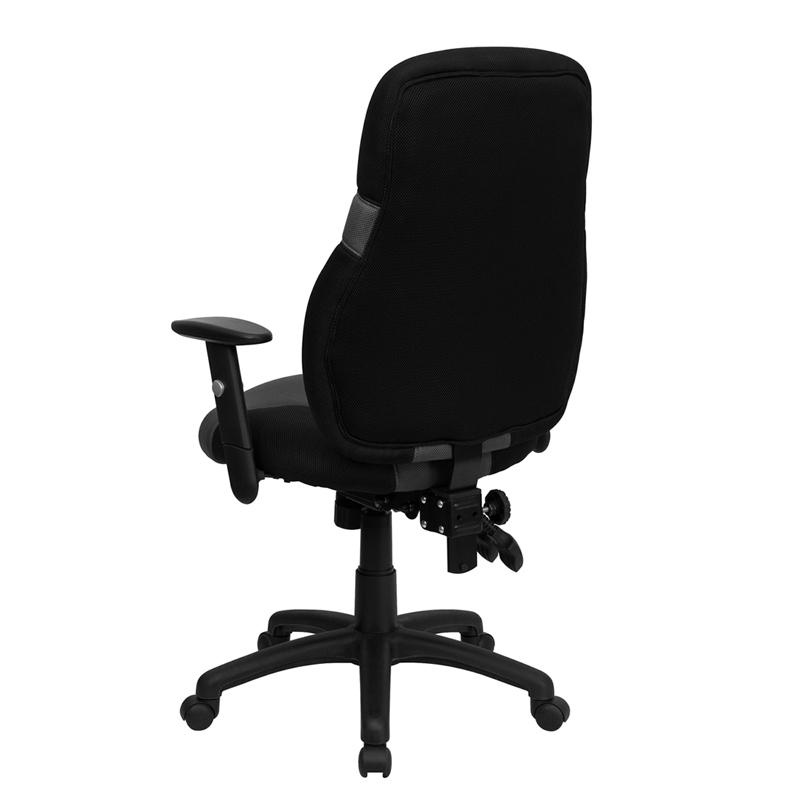 High Back Ergonomic Black and Gray Mesh Swivel Task Office Chair with Adjustable Arms. Picture 4