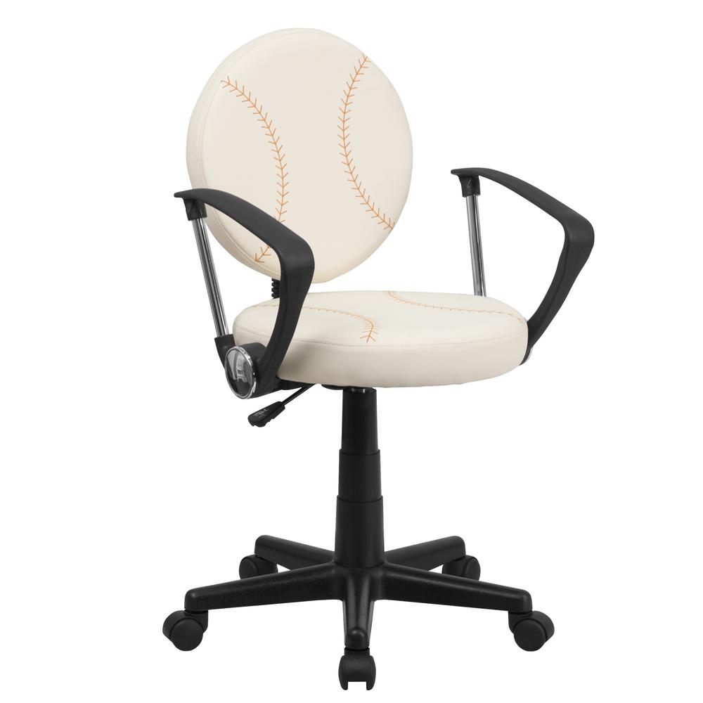 Baseball Swivel Task Office Chair with Arms. Picture 1